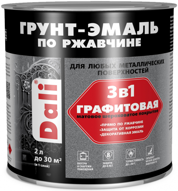 Грунт-эмаль Dali по ржавчине 3в1 графитовая
