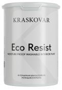 Краска интерьерная Kraskovar ECO RESIST влагостойкая, моющаяся белая 0,9л