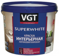 Краска VGT SUPERWHITE ВД-АК-2180 ИНТЕРЬЕРНАЯ для стен и потолков влагостойкая матовая 15кг